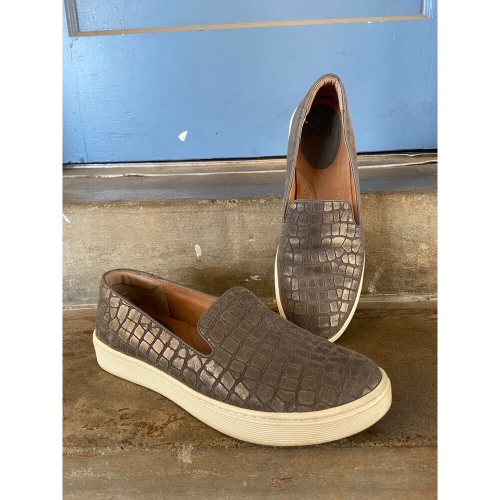 Sofft gray reptile embossed slip on sneaker